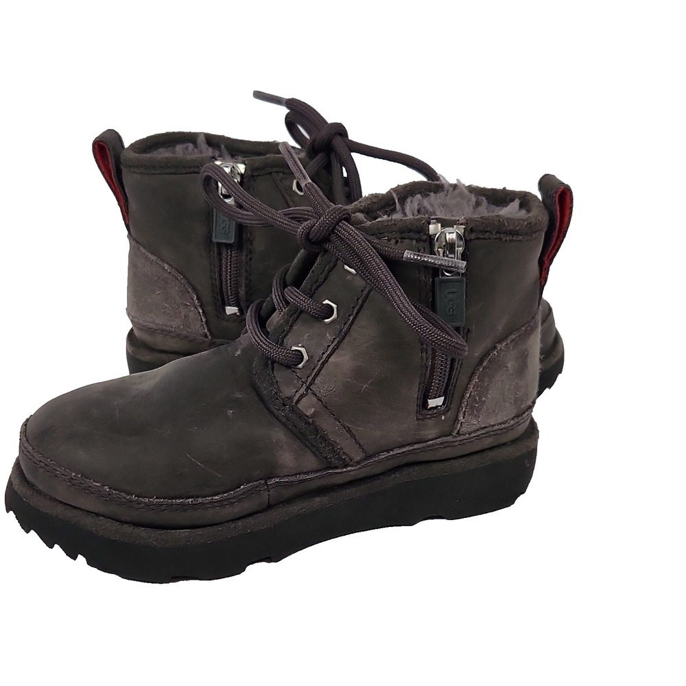 UGG Neumel II Weather Toddler Boots Charcoal Waterproof Leather 11T 1017322T